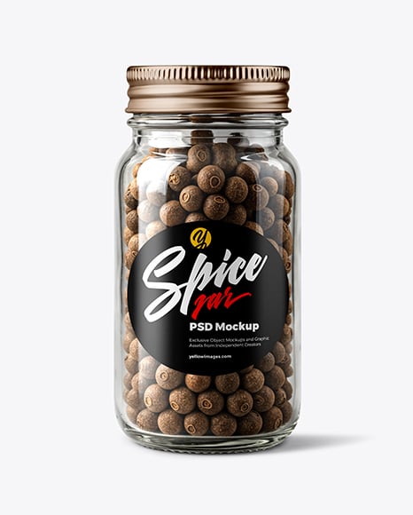 Glass Jar with Whole Allspice Mockup - Realistic mockups