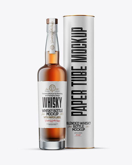 Tall Whiskey Bottle with Tube Mockup - Ireland Mockups