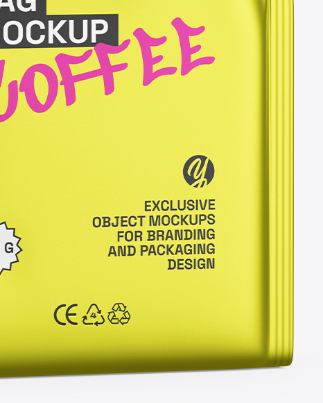 Metallic Coffee Bag Mockup – Half Side View