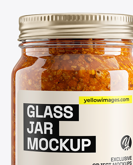 Clear Glass Jar with Meat Ragu Mockup