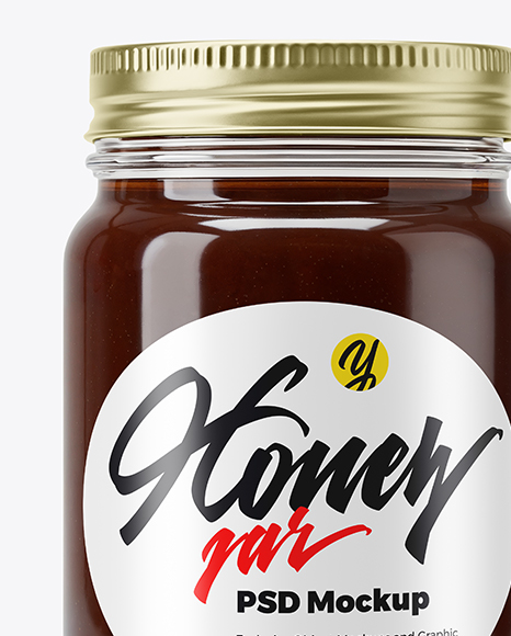 Clear Glass Jar with Buckwheat Honey Mockup