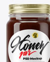 Clear Glass Jar with Buckwheat Honey Mockup