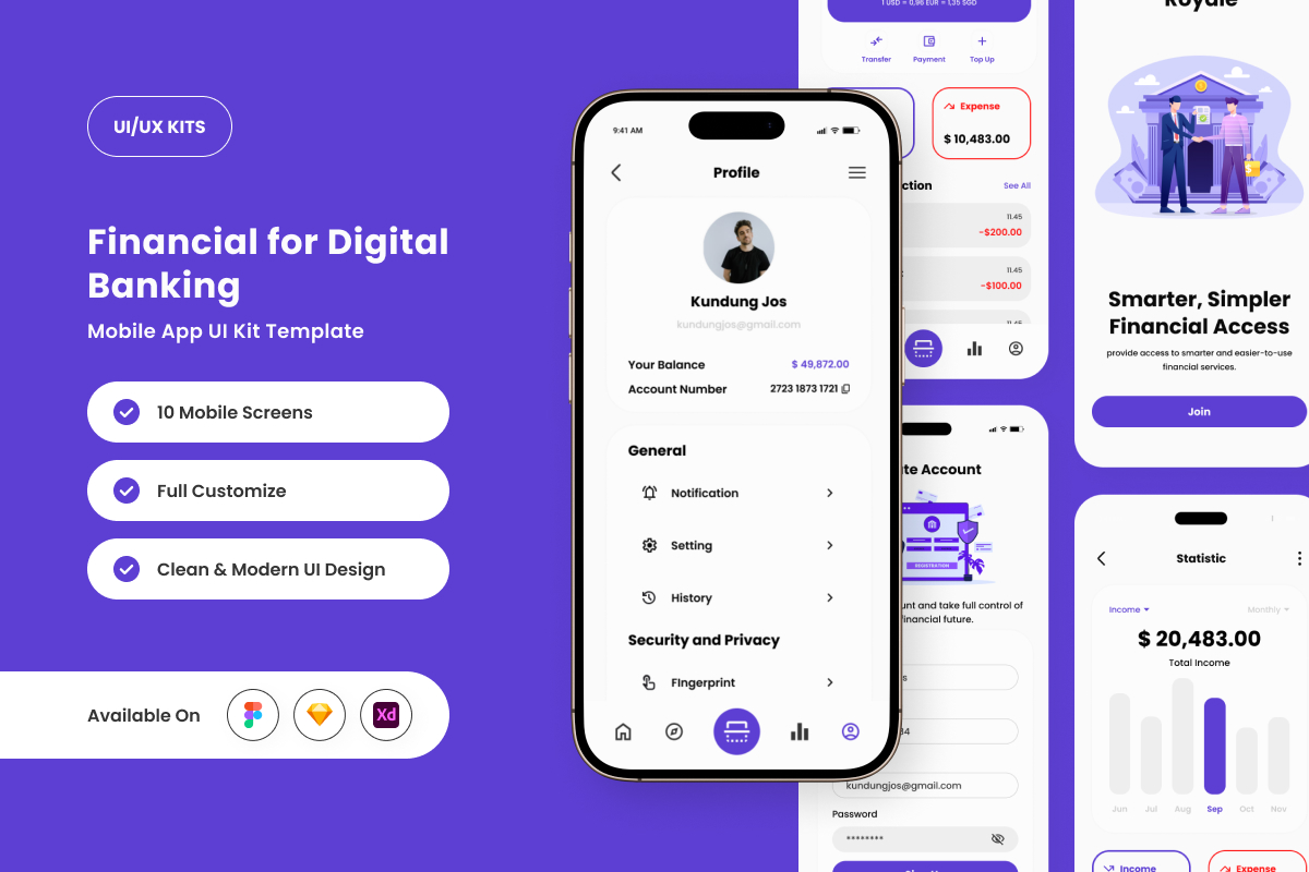 Royale - Digital Banking &amp; Finance App Design Template