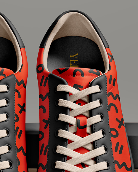 Pair of Sneakers with Shoe Box Mockup