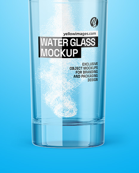 Matte Stick Sachet With Powder in a Hand & Water Glass Mockup
