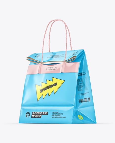 Glossy Paper Shopping Bag Mockup - Notebook sticker mockup