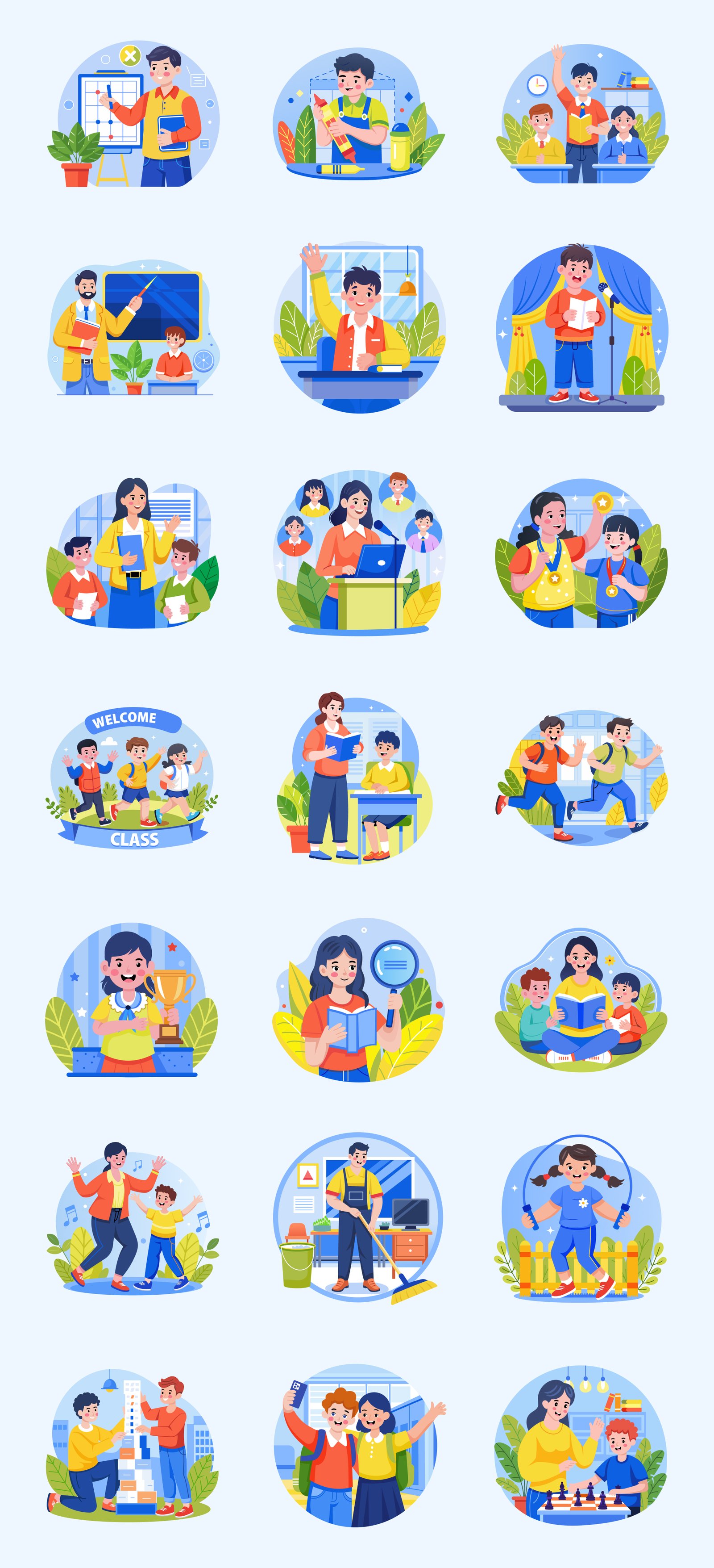 School Illustration Art Set
