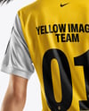 Female Soccer Player Wearing Jersey and Shorts Mockup