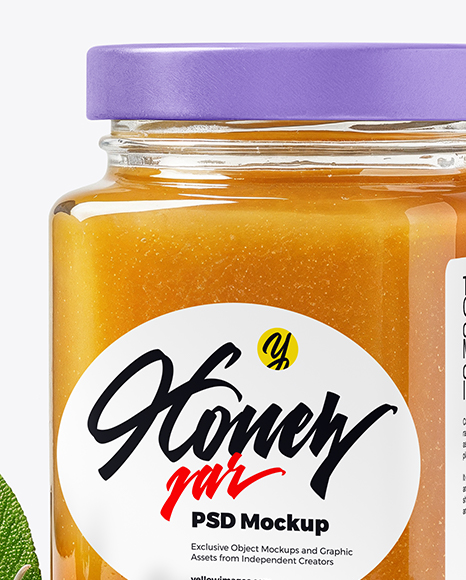 Square Glass Jar with Sage Honey Mockup