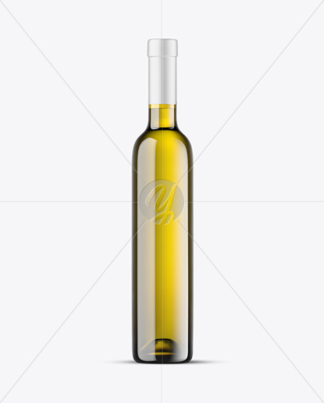 Antique Green Glass White Wine Bottle Mockup