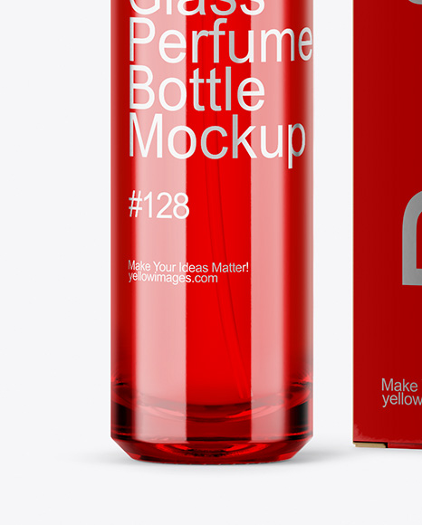 Color Glass Perfume Bottle with Box Mockup