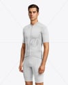 Man Wearing Cycling Jersey and Bib Shorts Mockup