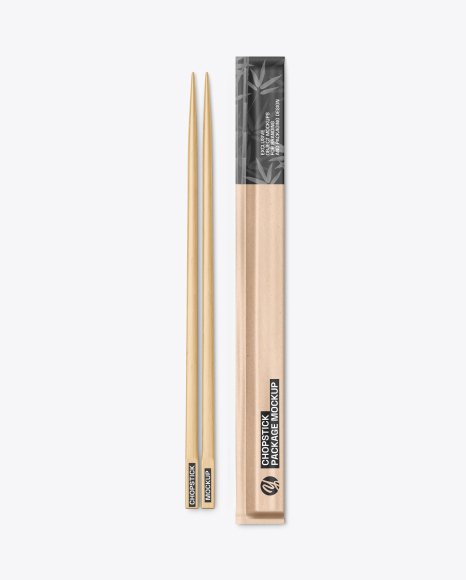 Bamboo Chopsticks with Kraft Package Mockup