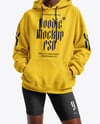 Afro-American Woman Wearing Hoodie and Bike Shorts Mockup