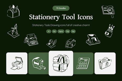 Stationery Tools Drawing Art Set - Graphics