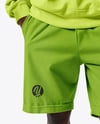 Young Black Man Wearing Oversize Sweatshirt and Shorts Mockup