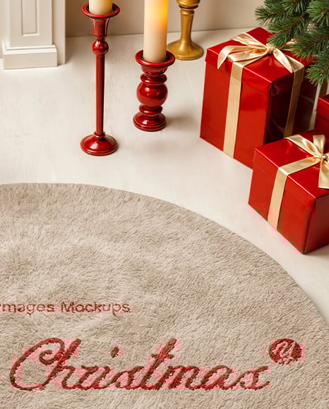 Carpet Near the Christmas Tree Mockup