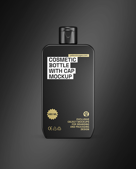 Square Cosmetic Bottle with Cap Mockup