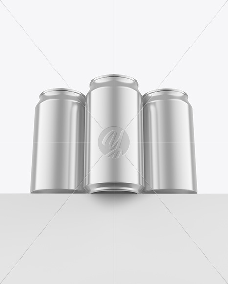 Three Glossy Metallic Cans Mockup