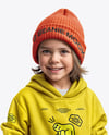 Boy Wearing a Hoodie and Beanie Hat Mockup