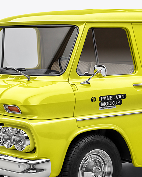 Retro Panel Van Mockup - Half Side View
