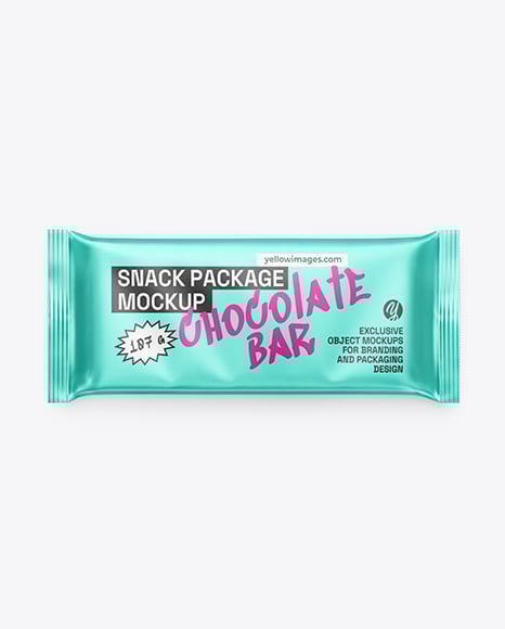 Matte Metallic Snack Package Mockup - Chocolate bar mockup