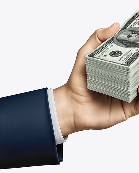 Money Stack in a Hand Mockup