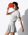 Asian Woman Wearing Table Tennis Uniform Mockup