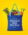 Shopper Bag with Vegetables Mockup