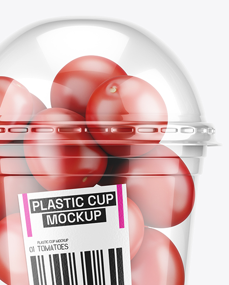 Plastic Cup with Cherry Tomatoes Mockup