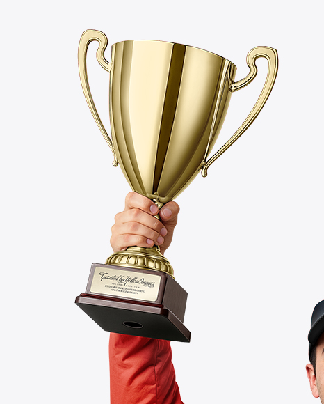 Man Wearing Racing Kit With Cup Mockup