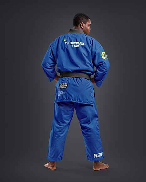 Black Man Wearing a Jiu Jitsu Gi Uniform Mockup