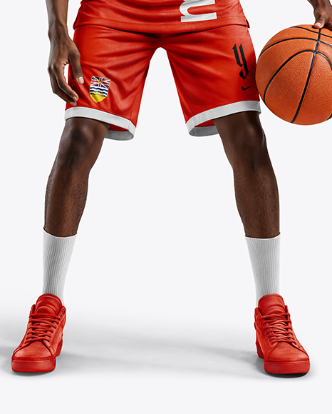 Black Man Wearing Full Basketball Kit Mockup