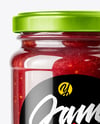 Clear Glass Jar with Raspberry Jam Mockup