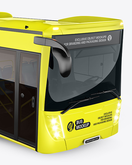 City Bus Mockup - Front Half Side View