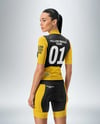 Woman Wearing Cycling Jersey and Bib Shorts Mockup