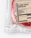Clear Plastic Flow-Pack with Beef Steak Mockup