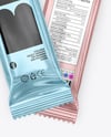Two Glossy Metallic Stick Sachets Mockup