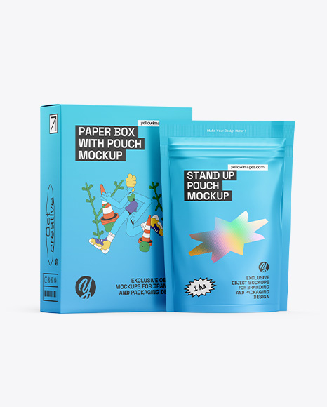 Box with Matte Pouch Mockup