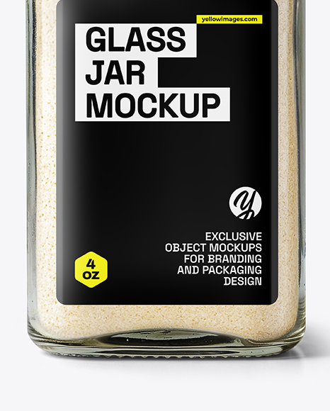 Square Glass Jar with Garlic Powder Mockup