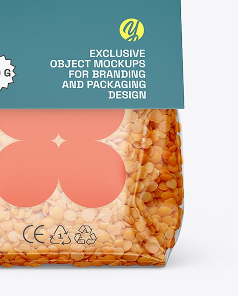 Transparent Package with Lentils Mockup