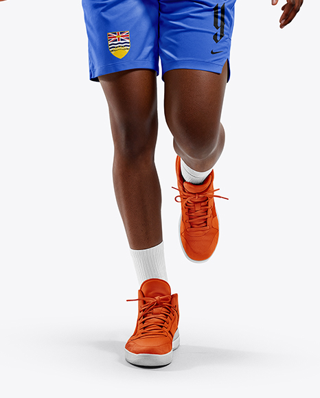 Afro-American Female Basketball Player Wearing Full Basketball Uniform Mockup