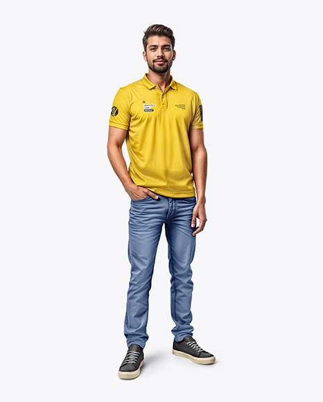Man Wearing Polo Shirt and Jeans Mockup - Mens+Polo+Mockup+FrontView+Download+Mens+Polo+Mockup+...