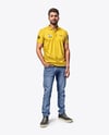 Man Wearing Polo Shirt and Jeans Mockup