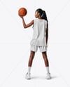 Female Basketball Player Wearing Jersey and Shorts Mockup