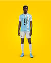 Afro-American Man Wearing Full Soccer Kit Mockup