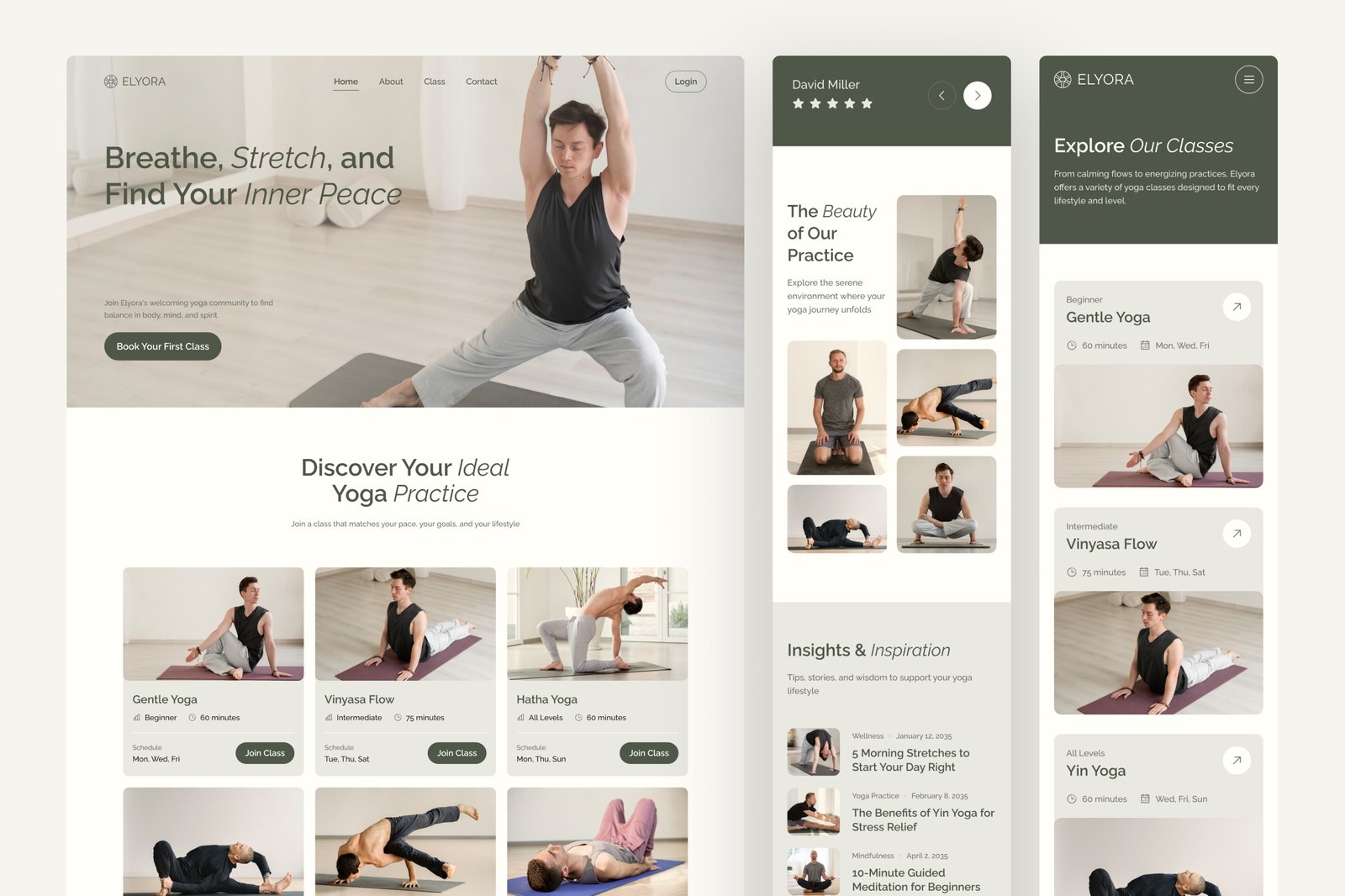 Elyora – Yoga Studio Website UI Figma Template