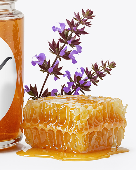 Glass Jar with Sage Honey Mockup