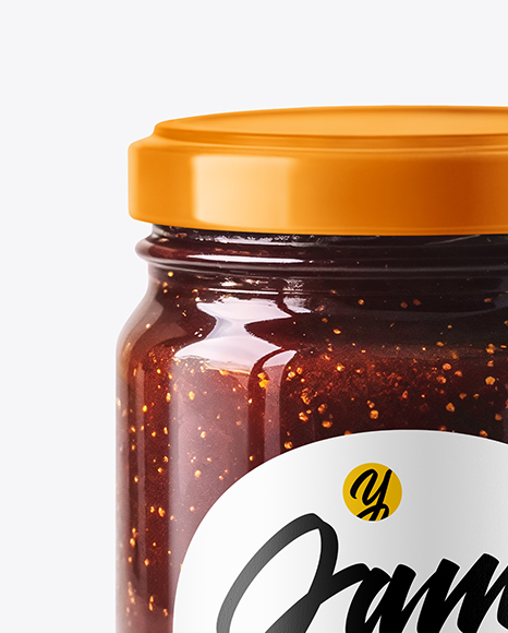 Glass Jar with Fig Jam & Fig Cut in Half Mockup
