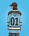 Woman Wearing Ice Hockey Jersey and Cap Mockup